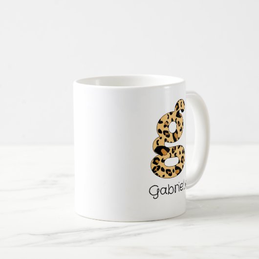Mug Empreinte de léopard initial g minuscule et nom (Devant droit)