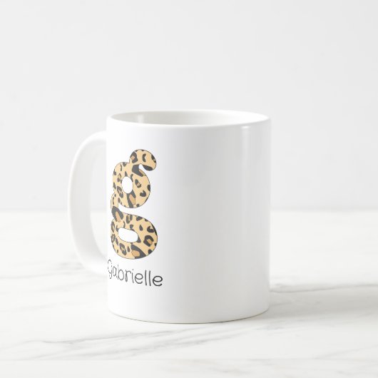 Mug Empreinte de léopard initial g minuscule et nom (Devant gauche)