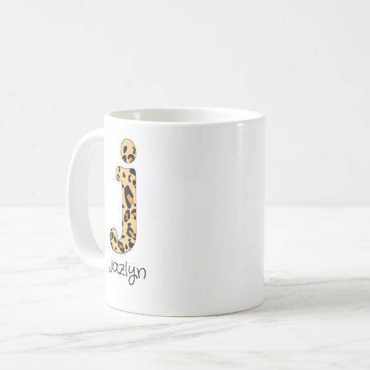 Mug Empreinte de léopard initial j minuscule et nom (Devant gauche)