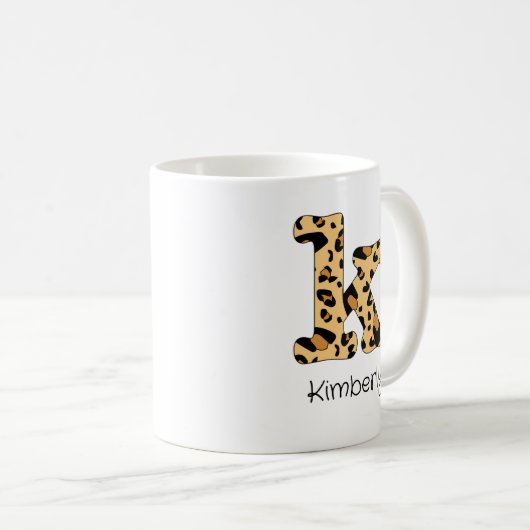 Mug Empreinte de léopard initial k minuscule et nom (Devant droit)