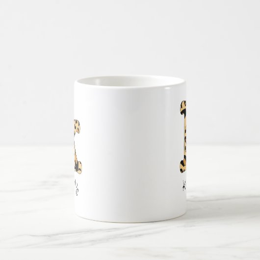 Mug Empreinte de léopard initial k minuscule et nom (Centre)