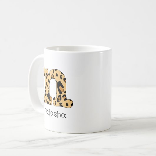 Mug Empreinte de léopard initial n minuscule et nom (Devant gauche)