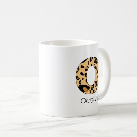 Mug Empreinte de léopard initial ou minuscule et nom (Devant droit)