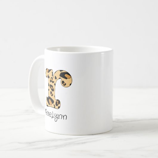 Mug Empreinte de léopard initial ou minuscule et nom (Devant gauche)