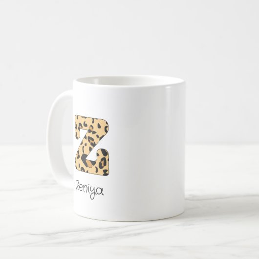 Mug Empreinte de léopard initial z minuscule et nom (Devant gauche)