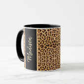 Mug Empreinte de léopard moderne Noir personnalisé (Devant gauche)