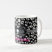 Mug Empreinte de léopard noir blanc avec Bow Personnal (Devant droit)