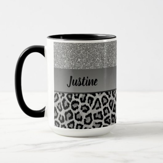 Mug Empreinte de léopard noir et gris exotique (Gauche)