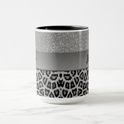 Mug Empreinte de léopard noir et gris exotique (Centre)