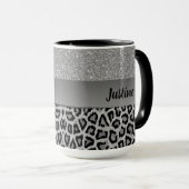 Mug Empreinte de léopard noir et gris exotique (Devant droit)