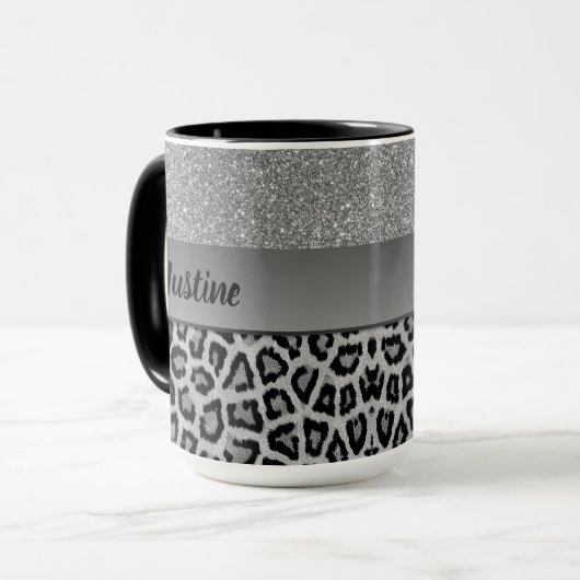 Mug Empreinte de léopard noir et gris exotique (Devant gauche)