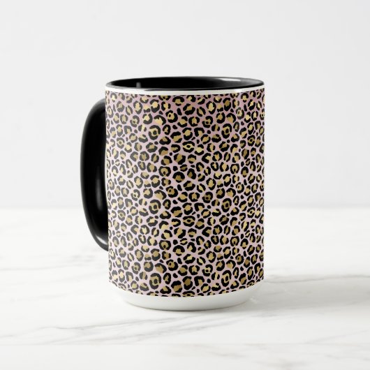 Mug Empreinte de léopard noir rose Ombre Gold (Devant gauche)