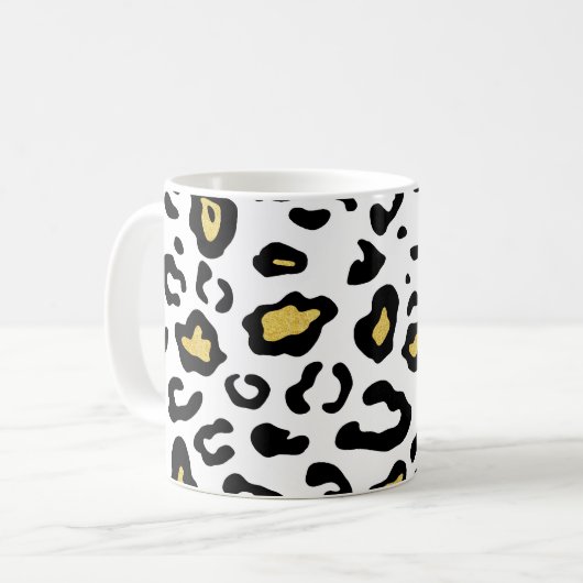 Mug Empreinte de léopard or, motif sans soudure. (Devant gauche)