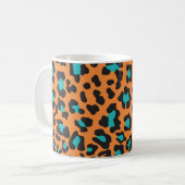 Mug Empreinte de léopard Orange, Noir, Aqua (Devant gauche)