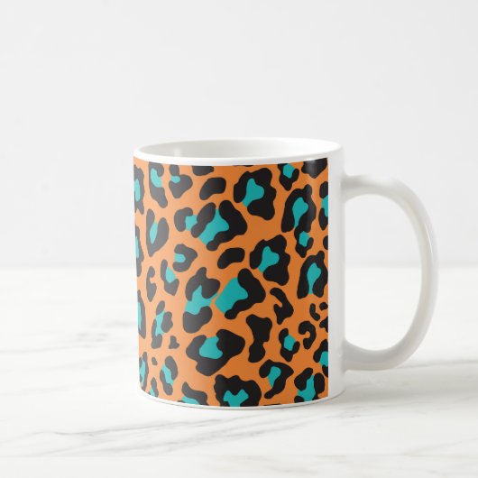 Mug Empreinte de léopard Orange, Noir, Aqua (Droite)