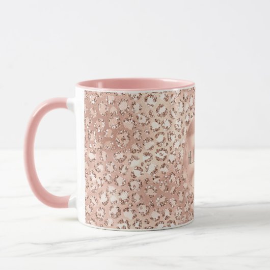 Mug Empreinte de léopard Peach Rose Gold Blush Pink Gl (Gauche)