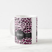 Mug Empreinte de léopard rose et monogramme (Devant gauche)
