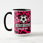 Mug Empreinte de léopard rose Nom de l'entraîneur (Gauche)