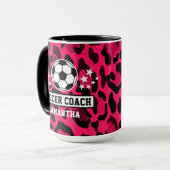 Mug Empreinte de léopard rose Nom de l'entraîneur (Devant gauche)