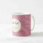 Mug Empreinte de léopard rose or des cils noirs (Devant droit)