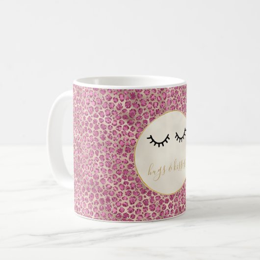 Mug Empreinte de léopard rose or des cils noirs (Devant gauche)