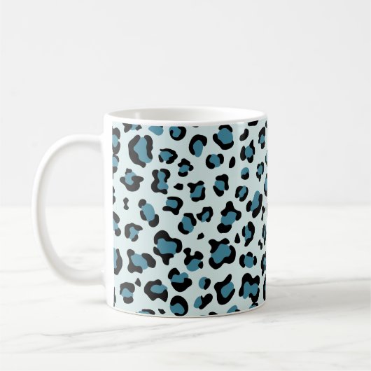 Mug Empreinte de léopard, Spots, Leopard Bleu, Votre N (Gauche)