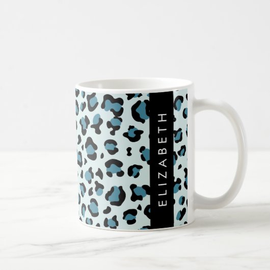 Mug Empreinte de léopard, Spots, Leopard Bleu, Votre N (Droite)