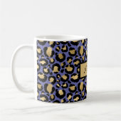 Mug Empreinte de léopard violet noir monogrammé (Gauche)