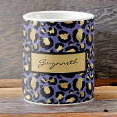 Mug Empreinte de léopard violet noir monogrammé