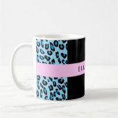 Mug Empreinte de léopard, Zebra Print, Bleu, Votre nom (Gauche)