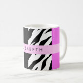Mug Empreinte de léopard, Zebra Print, Rose, Votre nom (Devant droit)