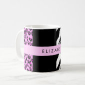 Mug Empreinte de léopard, Zebra Print, Rose, Votre nom (Devant gauche)
