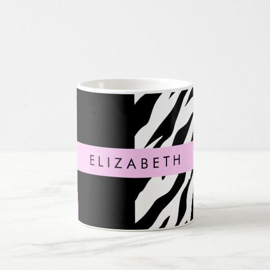 Mug Empreinte de léopard, Zebra Print, Rose, Votre nom (Centre)