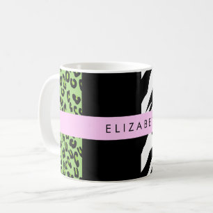Mug Empreinte de léopard, Zebra Print, Vert, Votre nom
