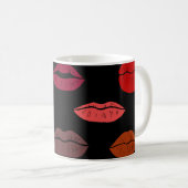 Mug Empreinte de lèvres, baisers rose rouge. (Devant droit)