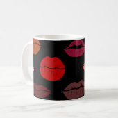 Mug Empreinte de lèvres, baisers rose rouge. (Devant gauche)