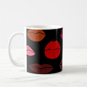 Mug Empreinte de lèvres, baisers rose rouge.