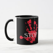 Mug Empreinte de Main Rouge "STOP" - Mug de Protes (Gauche)