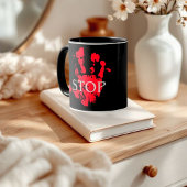Mug Empreinte de Main Rouge "STOP" - Mug de Protes