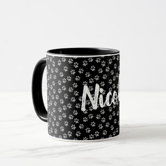 Mug Empreinte de patte avec nom (Devant gauche)