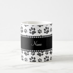 Mug Empreinte de patte blanc nommé personnalisé de