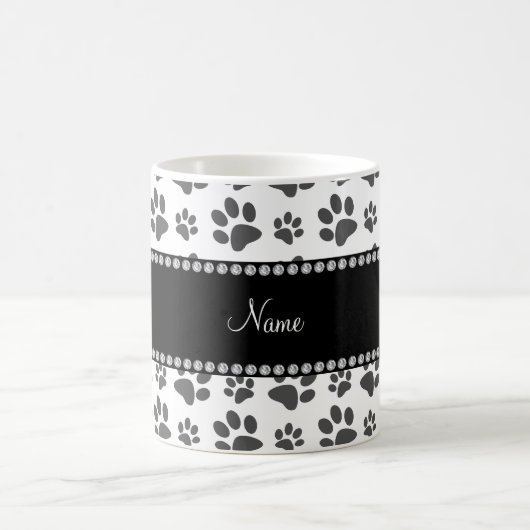 Mug Empreinte de patte blanc nommé personnalisé de (Centre)