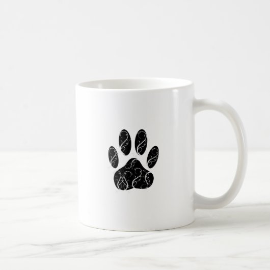 Mug Empreinte de patte Chien Noir Avec Flouris Blanc (Droite)