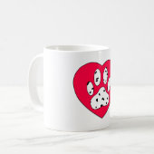 Mug Empreinte de patte dalmate dans le coeur rouge (Devant gauche)