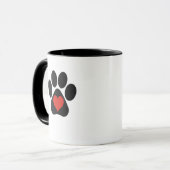 Mug Empreinte de patte d'amour avec coeur rouge (Devant gauche)
