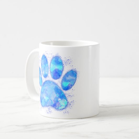 Mug Empreinte de patte d'aquarelle bleu (Devant gauche)
