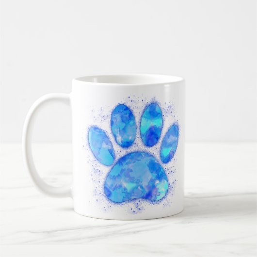 Mug Empreinte de patte d'aquarelle bleu (Gauche)