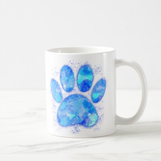 Mug Empreinte de patte d'aquarelle bleu (Droite)