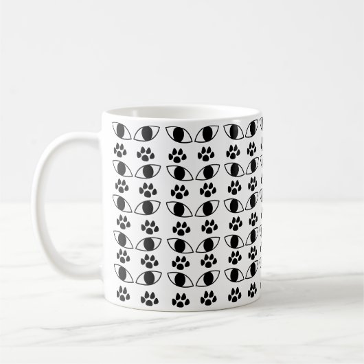 Mug Empreinte de patte de chat noir et blanc (Gauche)