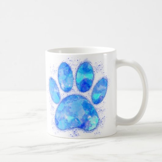 Mug Empreinte de patte de chien à l'aquarelle bleue (Droite)